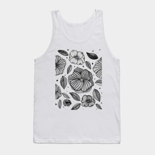 Watercolor and ink flowers - black and white Tank Top